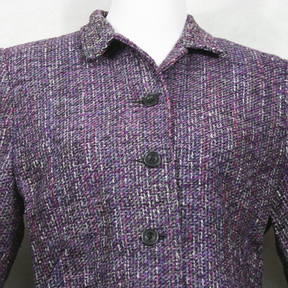 Vintage 80’s Soiree Rainbow Handwoven Silk Lined Knit Blazer SZ M EUC - Picture 3 of 7